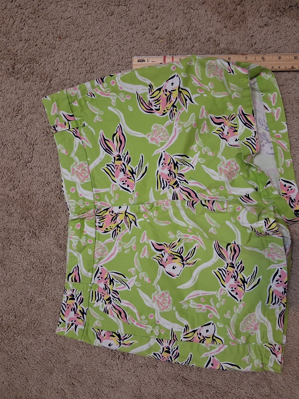 crown & ivy Lime Green Floral Koi-Print Women's Shorts